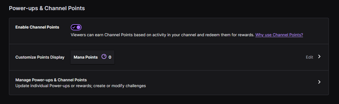 Channel Point Sub Menu